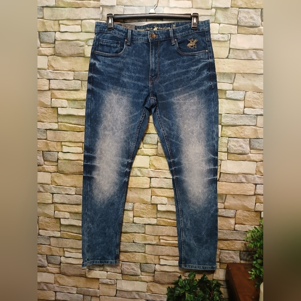 Beverly Hills Polo Club Acid Wash Blue Men's Jeans 34x30